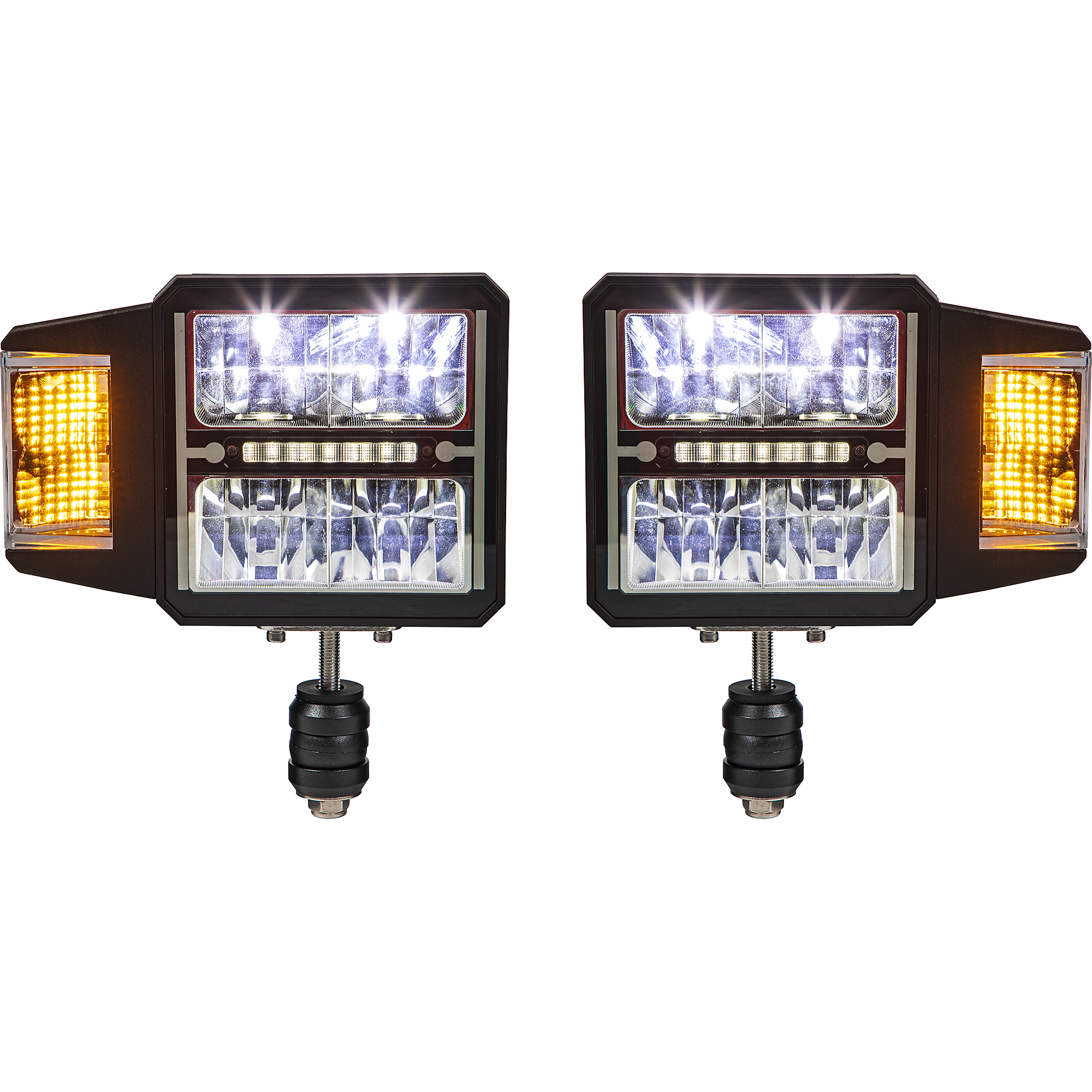 Buyers Products, SAM Universal Heated LED Snow Plow Headlights, Light Type LED, Color Amber, Lens Material Glass, Model# 1312200